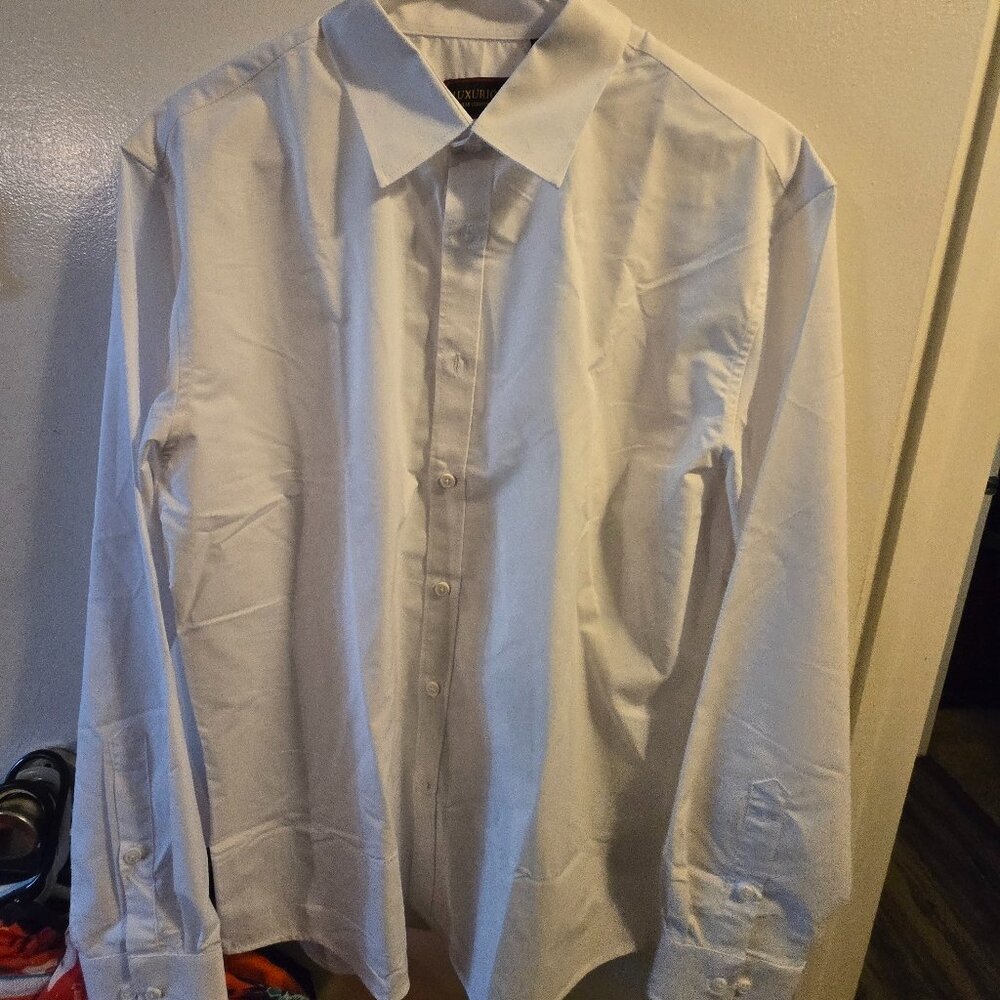 White Luxurious Linen Shirt Regular Fit Men's Long Sleeve Mens Medium